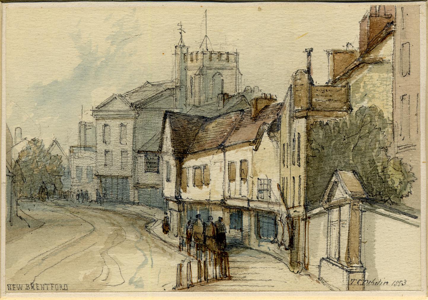 1883 View of new brentford view looking east the tower of a church visible the trustees of the british museum thomas colman