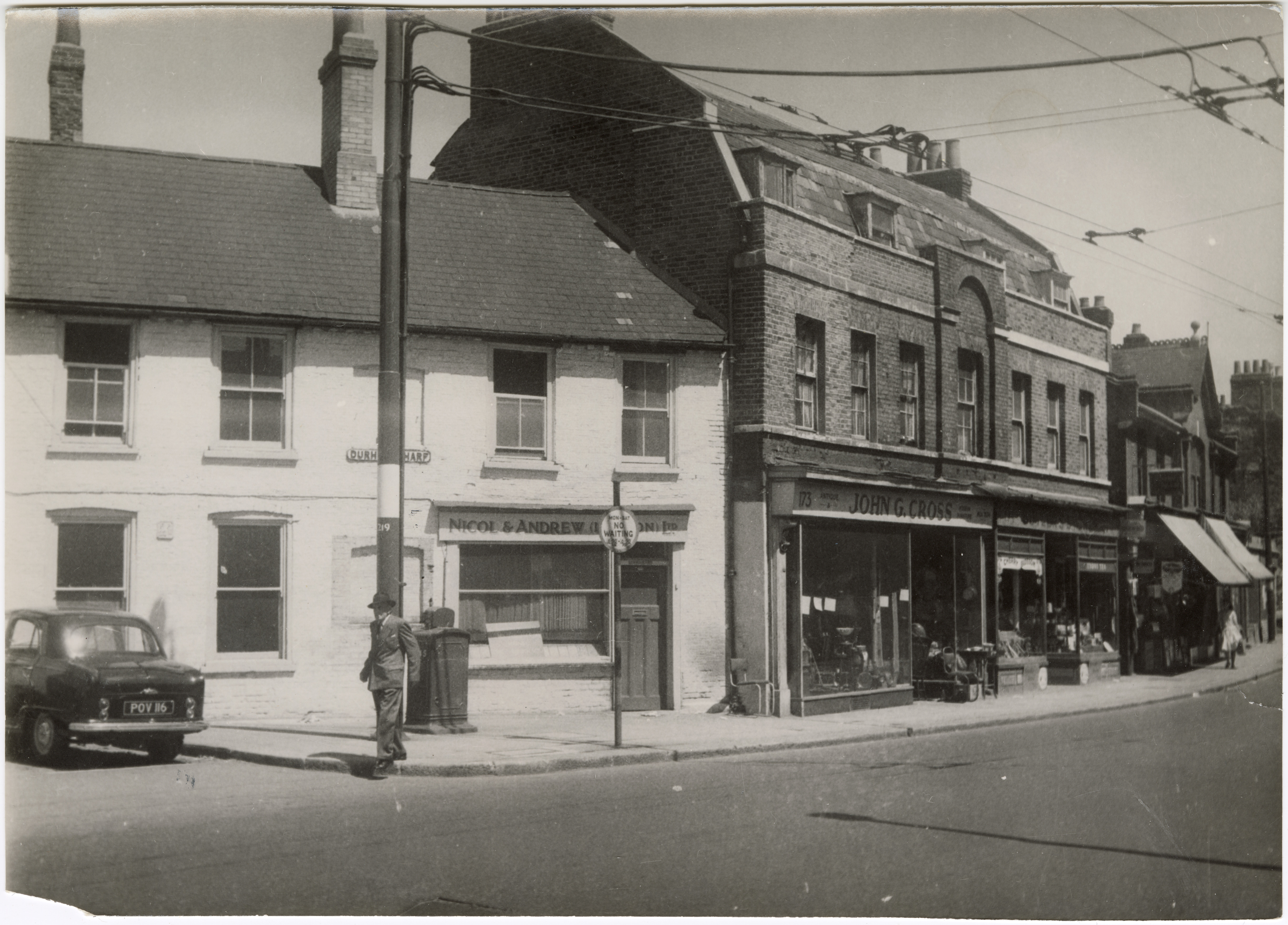 1950S 1960s high street the corner of durham wharf the church is out of sight on the right of the image holman hounslow local studies archive