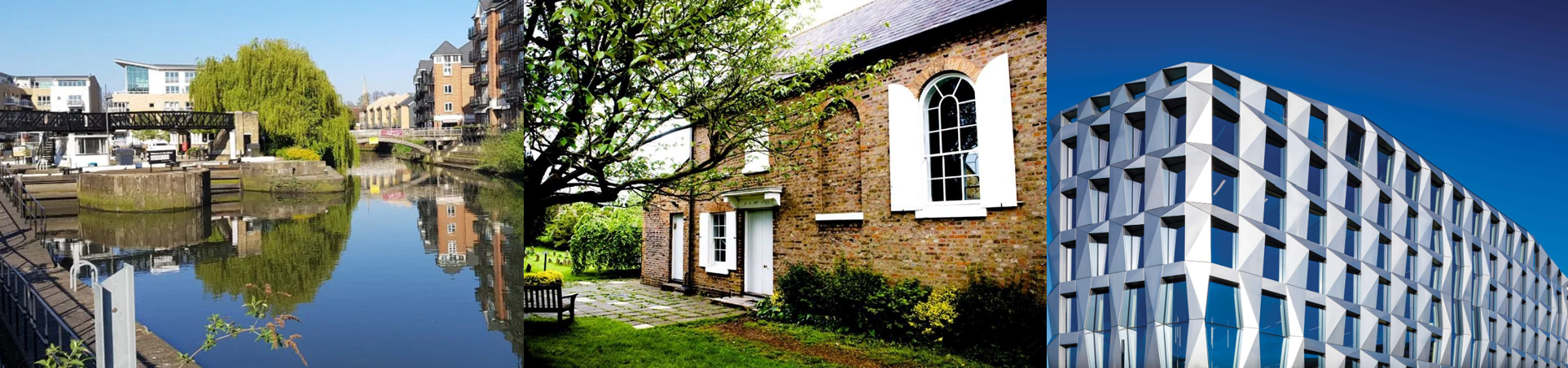 Images of three different building in Hounslow, including Hounslow House